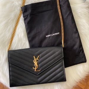 Saint Laurent Matelasse Leather Wallet-On-Chain